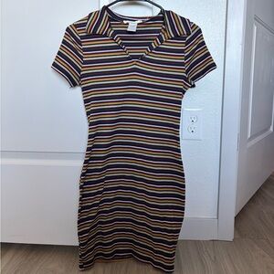 Striped Multicolor V-Neck Dress